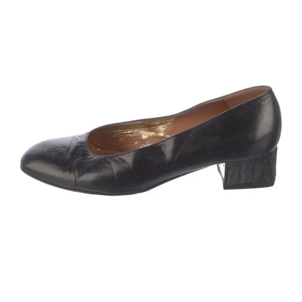 Bruno Magli Authentic Solid Black Vintage Medium Low Heel Pumps 8.5 C